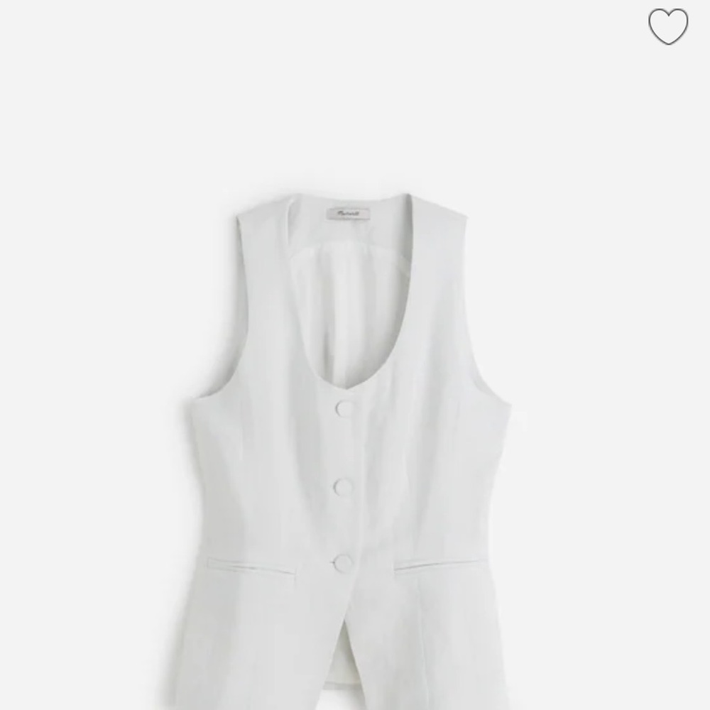 Madewell 100% Linen Scoopneck Cutaway Vest white size 6 - Picture 3 of 9